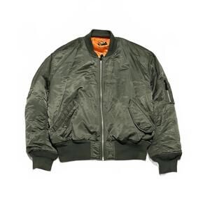 Green and Orange HQ Bomber Jacket - Large Men's